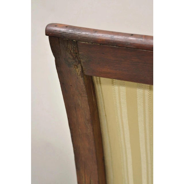 19th C. French Louis XVI Neoclassical Style Walnut Bergere Club Lounge Arm Chair For Sale - Image 10 of 12