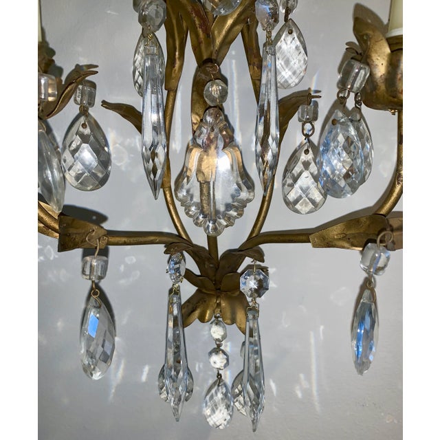 Crystal and Painted Gold Leaf 2 Arms Candle Sconces - a Pair For Sale - Image 11 of 12