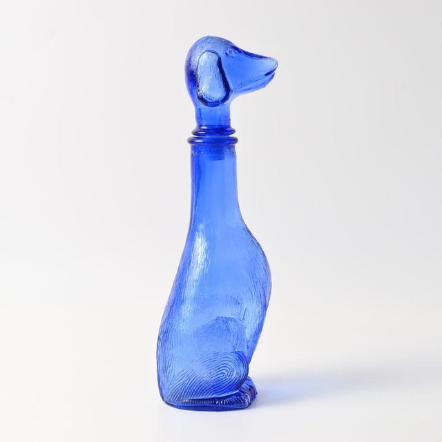Blue Dog-Shaped Carafe in Blue Glass from Empoli, 1960s For Sale - Image 8 of 15