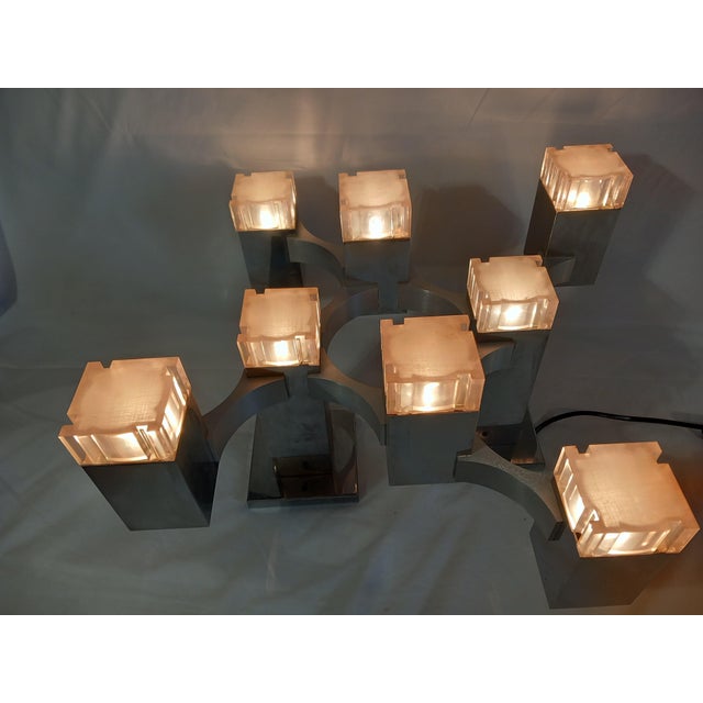 Silver Italian Ceiling Light in Cubic Chrome Metal and Acrylic Glass by Gaetano Sciolari, 1970s For Sale - Image 8 of 16