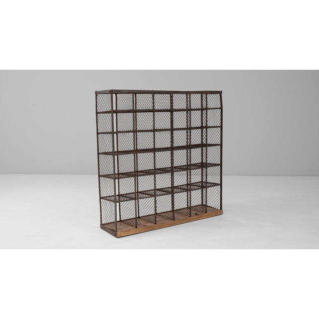 Mid 20th Century French Metal Shelf On Wooden Base For Sale - Image 12 of 18