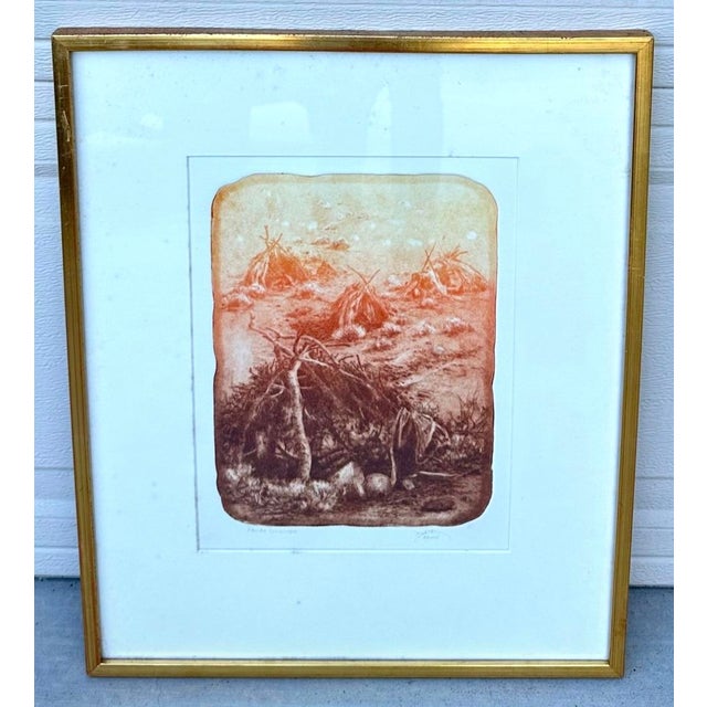 1980s "Paiute Wikiup" Etching Roy Purcell Artist’s Proof Framed Native American For Sale - Image 5 of 16