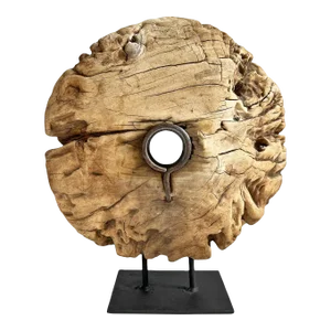 Antique Wood Wheel on Stand
