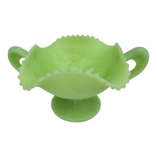 Mid 20th Century Fenton Lime Green Satin Candy Dish For Sale