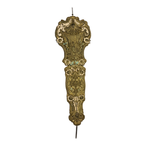 Antique French Comtoise or Morbier Grandfather Clock Pendulum | Ornate Gilt Metal | 42” 19th Century Decorative Clock Part