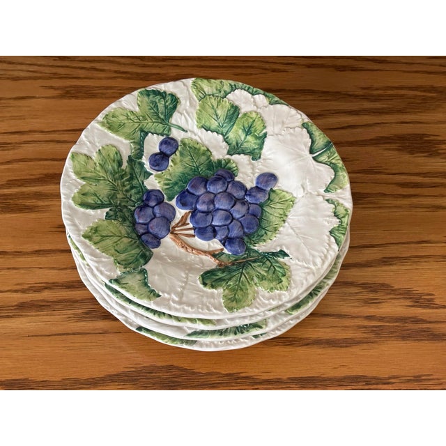 Mid 20th Century Italian Grape Majolica Small Dessert Plates - Set of 4 For Sale - Image 6 of 6