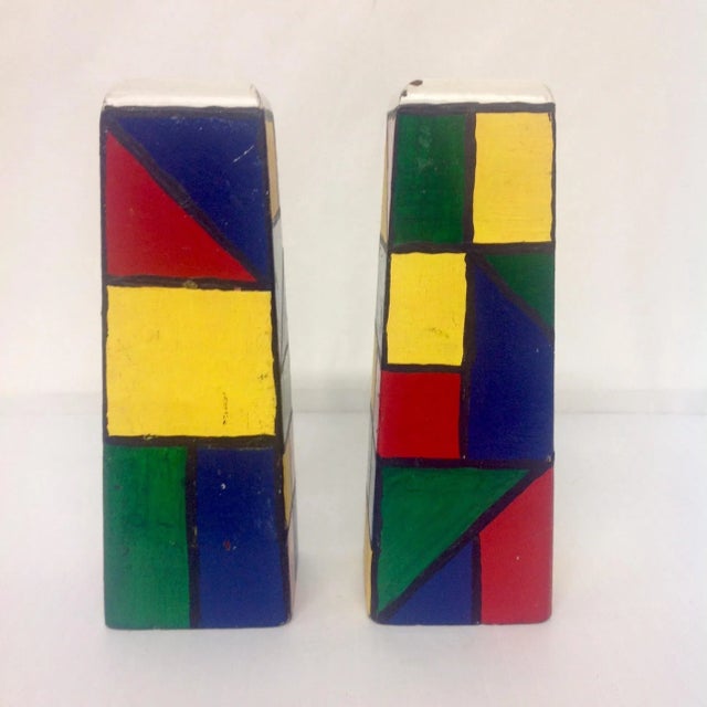 Mid 20th Century Piet Mondrain Style HardWood Salt & Pepper Shakers For Sale - Image 5 of 6