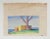 Modernist gouache on paper of adobe landscape by Geneva Flores Hart Fell (1906-2008). Unsigned, circa 1950's. From the...