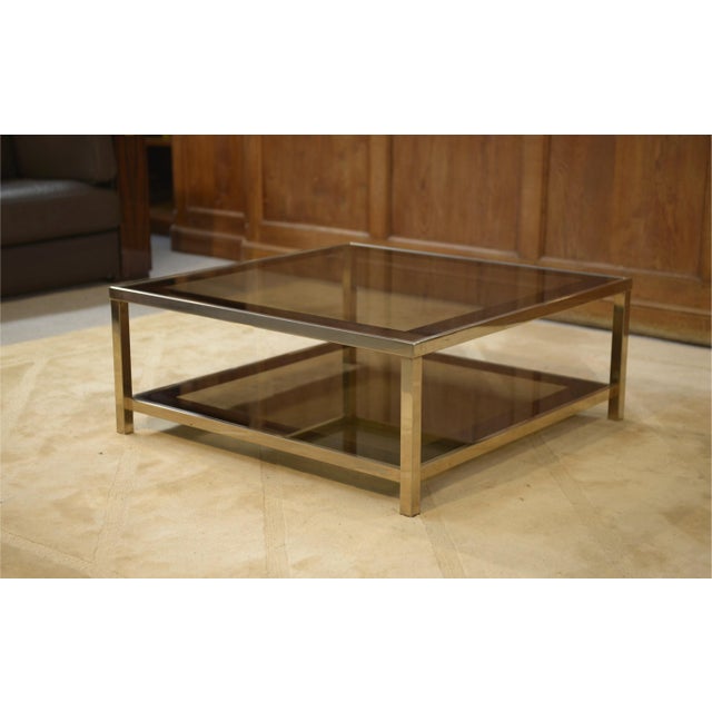 1970s Hollywood Regency Coffee Table in Smoked Glass with Mirrored Frame, 1970s For Sale - Image 5 of 10