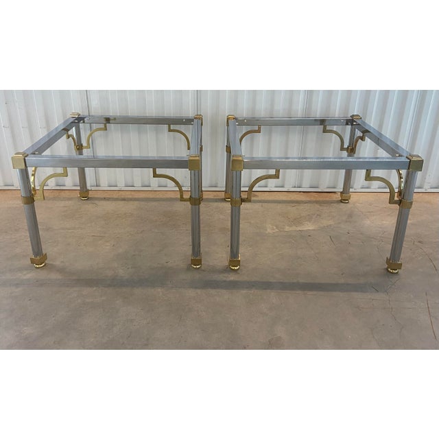 Mid Twentieth Century Chrome and Brass Side Table in the Style of Maison Jansen, a Pair For Sale - Image 9 of 9