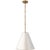 Visual Comfort Thomas O'Brien for Visual Comfort Signature Goodman Small Hanging Light in Hand-Rubbed Antique Brass with Antique White Shade For Sale - Image 4 of 5