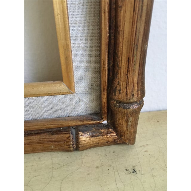 Gold Bamboo & Linen Matted Frame, 8x10, Vintage Chairish