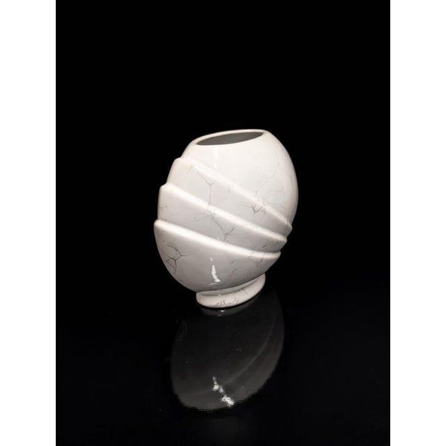 Ceramic Art Deco Shell Vase in Foam Glaze Ceramic, 1980s For Sale - Image 7 of 8