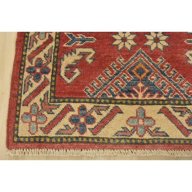 Red Kazak Runner 2’5” X 6’5” Red Wool Tribal Hand-Knotted Oriental Rug For Sale - Image 8 of 11