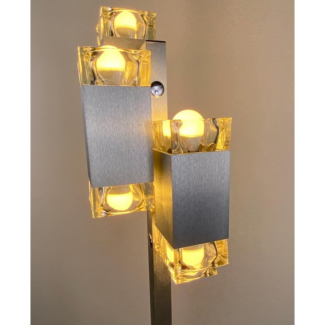 Silver Space Age Murano Glass Floor Lamp by Gaetano Sciolari for Stilkronen, 1970s For Sale - Image 8 of 10