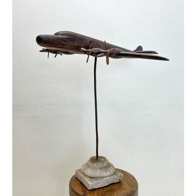 Handmade Oak Hercules C-130 Airplane on Stand, 1950s For Sale - Image 12 of 18