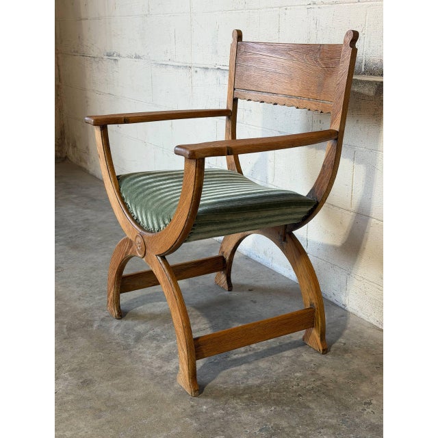 Wood In Style of Henning Kjærnulf Brutalist Oak Kurul Armchair Danish Mid-Century Modern 1960s For Sale - Image 7 of 11