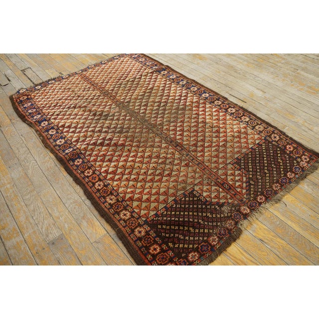 1890s Red Tribal Geometric Antique Small Wool Ersari Beshir Muslim Prayer Rug For Sale - Image 9 of 9