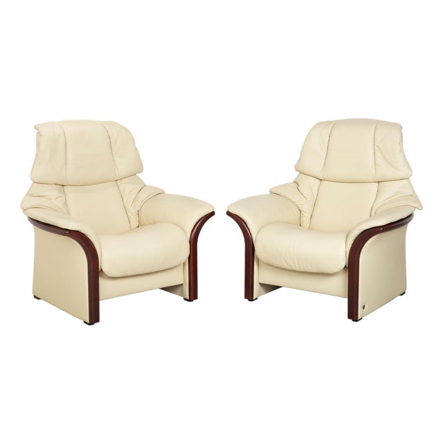 Eldorado Armchairs in Cream Leather from Stressless, Set of 2 For Sale