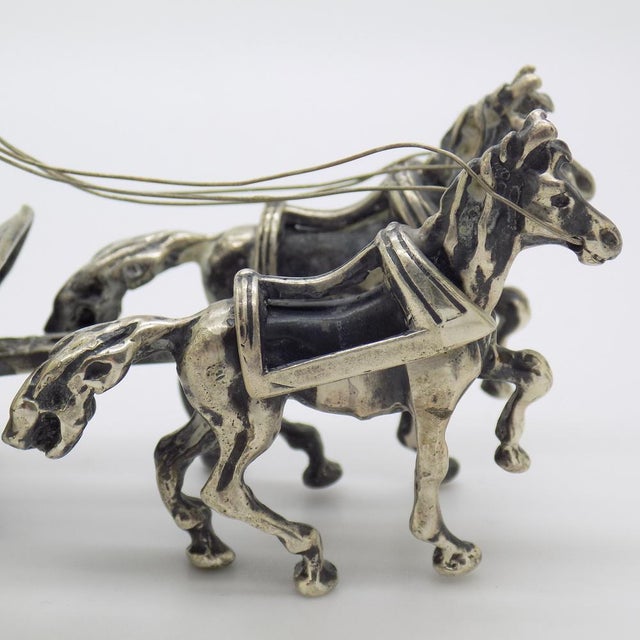 Large Vintage Italian Handmade Sterling Silver 925 Carriage with Horses, Tuscany, 1970s For Sale - Image 13 of 18