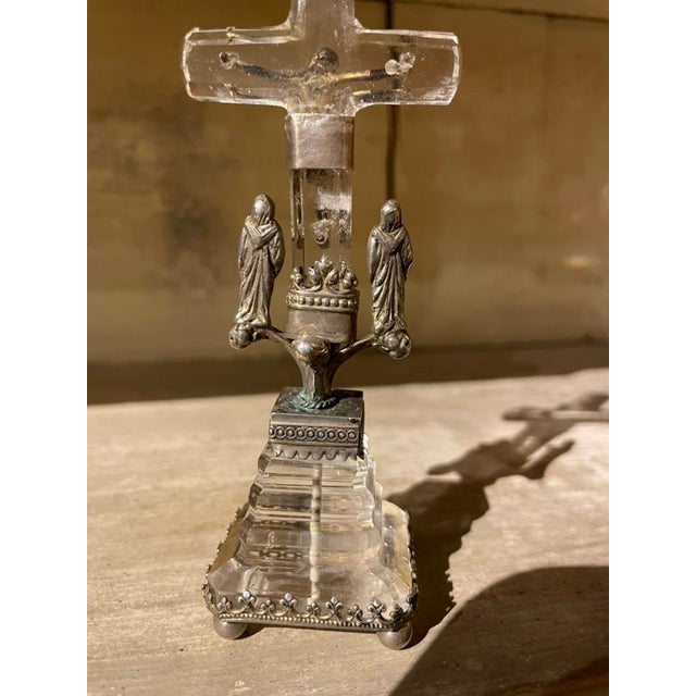 18th Century Italian Baroque Silver and Rock Crystal Crucifix For Sale - Image 10 of 12