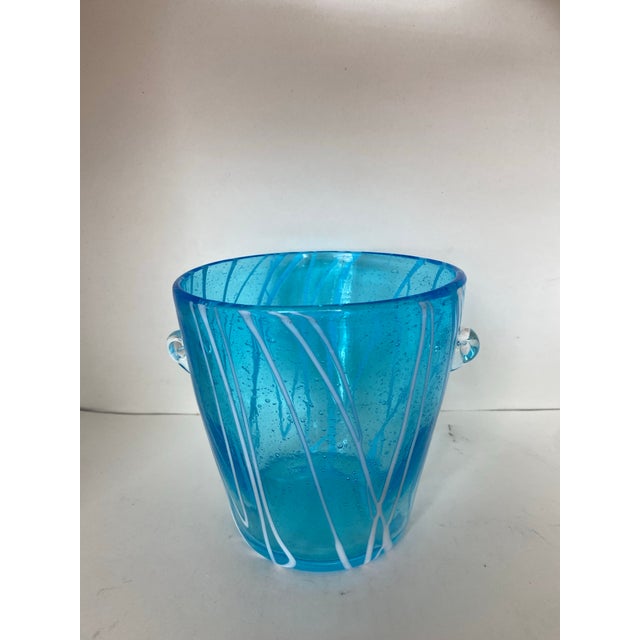 Mid-Century Modern Venini Murano Glass Blue Ice Bucket, 1970-1980s For Sale - Image 3 of 6