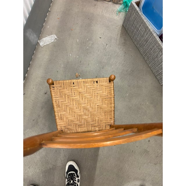 Danish Mid-Century Modern-Ladder-Back Dining Chair W/ Herringbone Woven Ratan Seat For Sale In San Francisco - Image 6 of 6