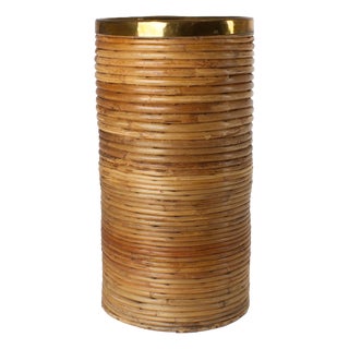 Mid-Century Copper and Bamboo Umbrella Stand, Italy, 1960s For Sale