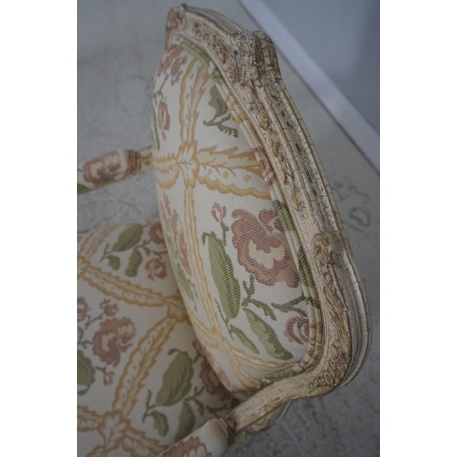Pair of Crackle Paint Louis XV Fauteuils Armchairs For Sale - Image 14 of 18