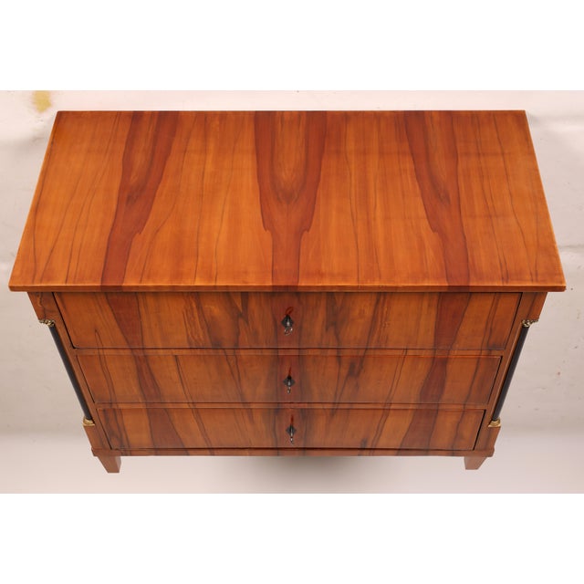 Copper Antique Biedermeier Chest of Drawers in Applewood, 1820 For Sale - Image 8 of 13