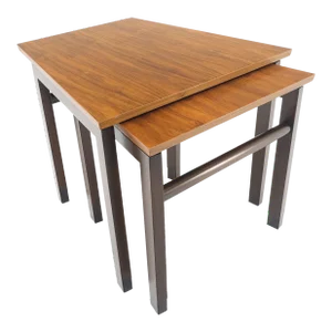 Set of Trapezoid Walnut Mid Century Modern Nesting Stacking End Side Tables MINT - Set of 2