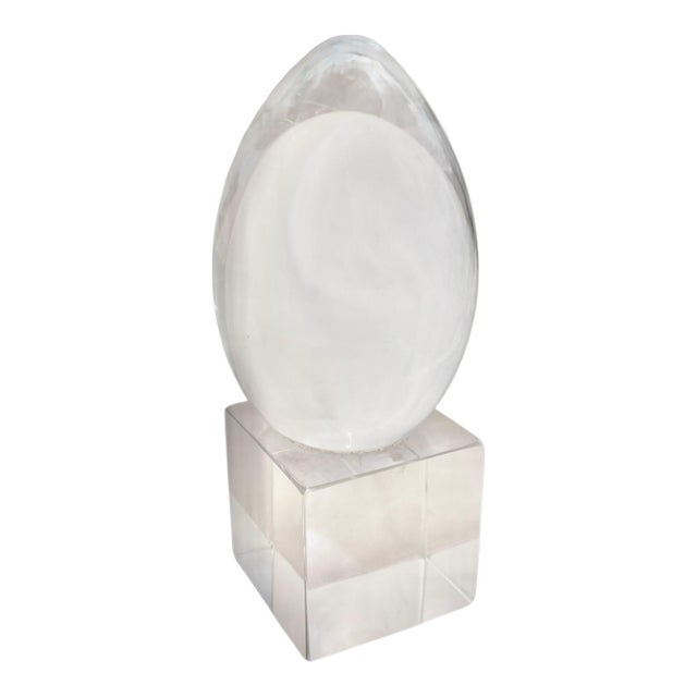 Mid Century Contemporary Modern Lucite Egg Sculpture For Sale