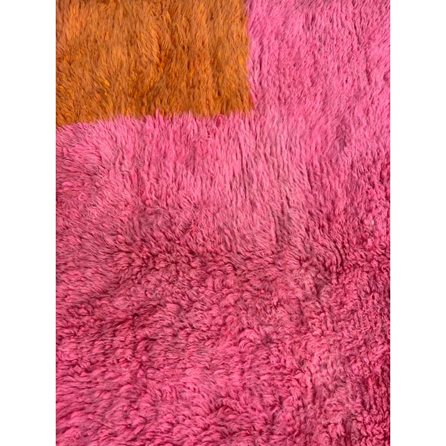 Contemporary Moroccan M'rirt Rug — Hot Pink, Ivory & Black | Hand-Knotted For Sale - Image 6 of 9