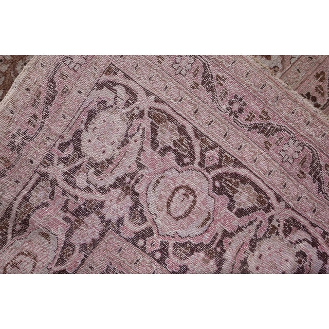 Beige Authentic Persian Tabriz Brown Handmade Wool Rug For Sale - Image 8 of 10