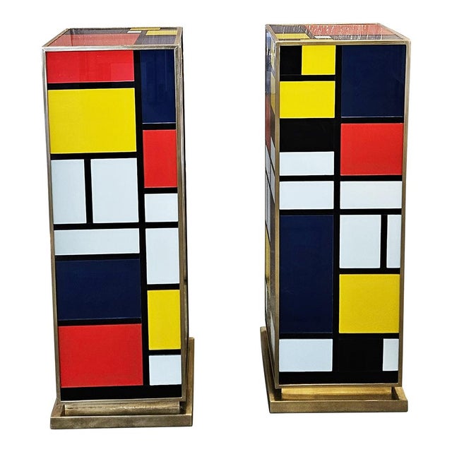 Decorative Columns in Brass and Murano Glass, 1980s, Set of 2 For Sale - Image 3 of 6