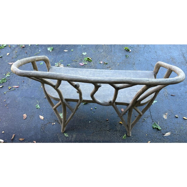 English Vintage Artemis Faux-Bois Bench For Sale - Image 3 of 12