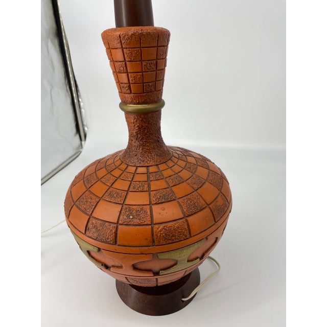 Mid 20th Century Mid Century Orange Geometric Table Lamp For Sale - Image 5 of 10