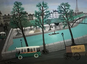 Armand Marie Guérin, Bord de Seine animé, Paris, Oil on Wood