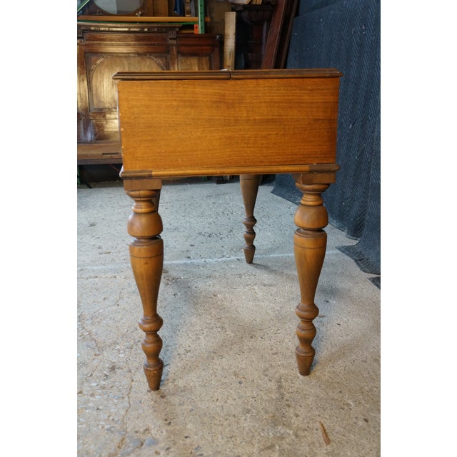 Antique Victorian Revival Walnut Spinet Writing Desk Secretary Library Table For Sale - Image 6 of 18