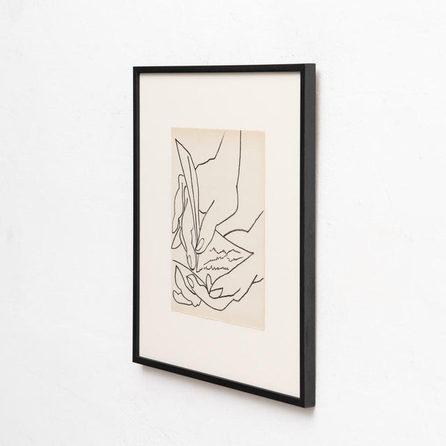 François Gilot original lithograph 'The Love Letter'. From the poetry book "Pages d'Amour" by André VERDET, editions...