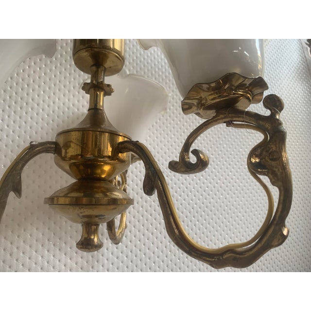 Small Three-Arm Chandelier in Brass and Glass, 1970s For Sale - Image 17 of 18