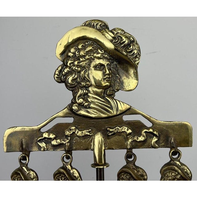Vintage French Brass Fireplace Tools, Set of 5 For Sale - Image 6 of 12