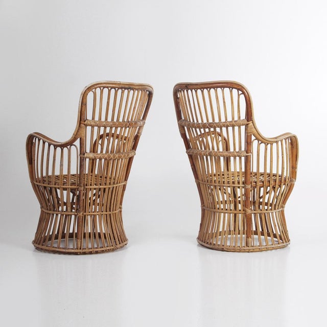 Wood Vintage Rattan Armchairs, 1960s, Set of 2 For Sale - Image 7 of 14