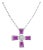 Ruby & Diamond Mini Cross Necklace 14k White Gold 16" For Sale
