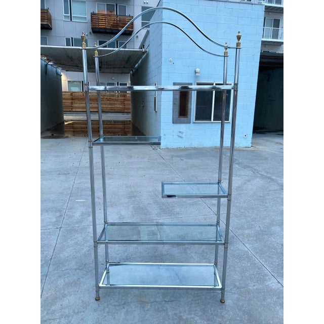 Mid 20th Century Polished Steel Étagère in the Manner of Jansen For Sale - Image 5 of 13