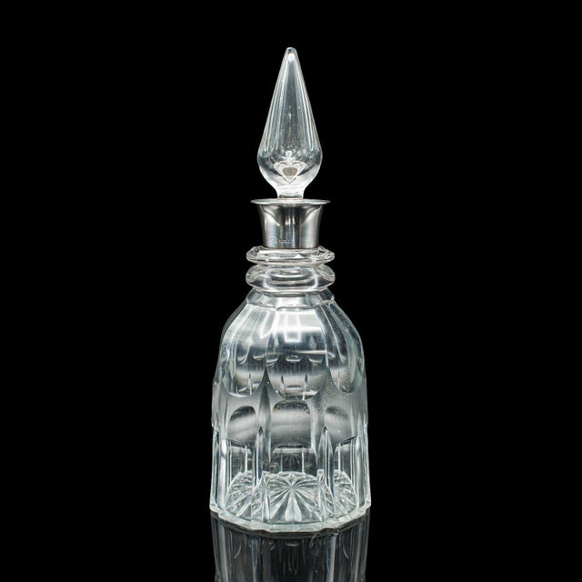Vintage Port Decanter, English, Glass, Spirit Vessel, Hallmarked Silver, 1928 For Sale - Image 6 of 12