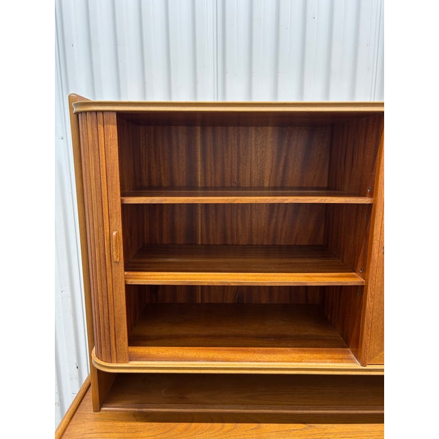 Mid Century Modern Teak Danish Sideboard Credenza With Hutch & Tambour Doors Ca1960s For Sale - Image 9 of 12