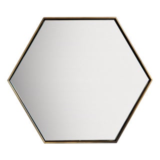 Italian Medium Hexagonal Cassiopeia Wall Mirror in Burnished Metal For Sale