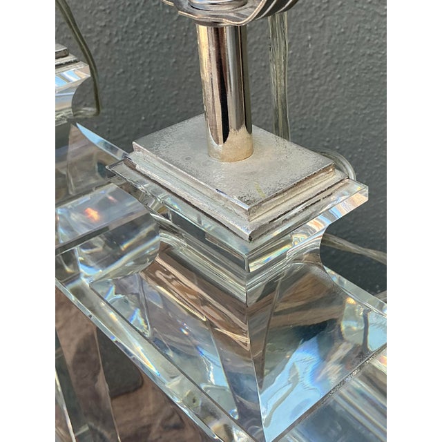 Vintage Regency Glass Lamps - A Pair For Sale - Image 4 of 12