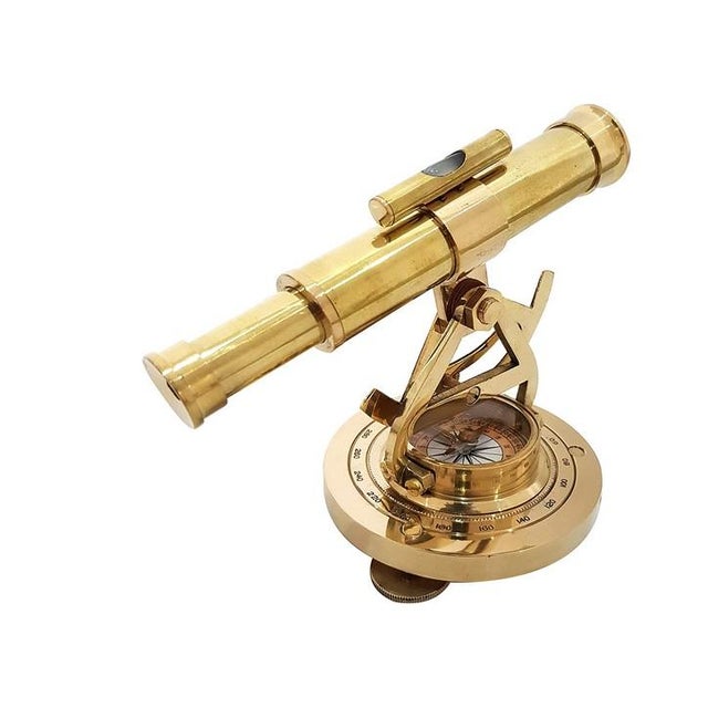 Traditional Vintage Brass Nautical Compass Telescope Theodolite a Sailors Delight For Sale - Image 3 of 6